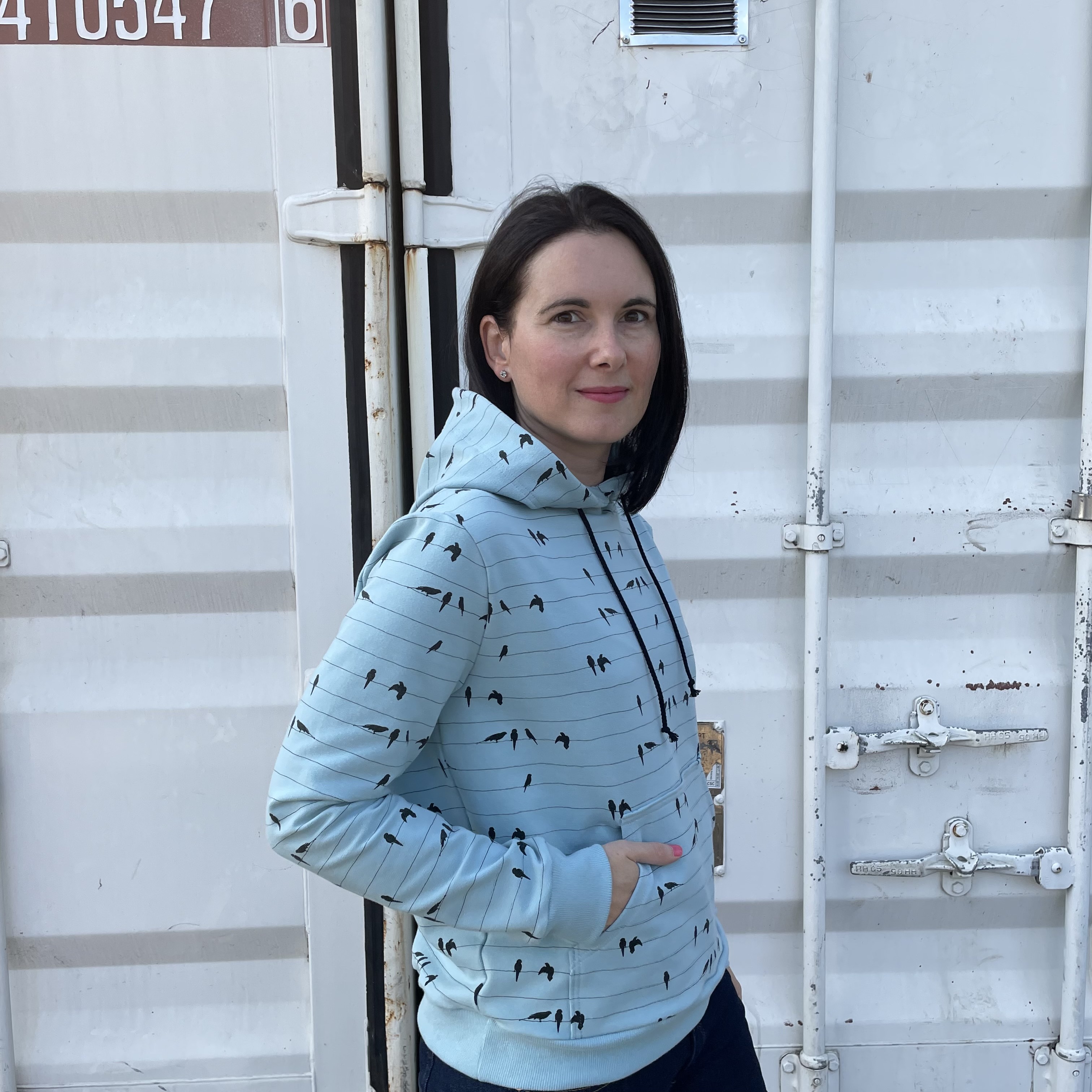 Hoodie « Oiseaux » cousu en french terry rayé marinière See You At Six, patron I AM Rainbow