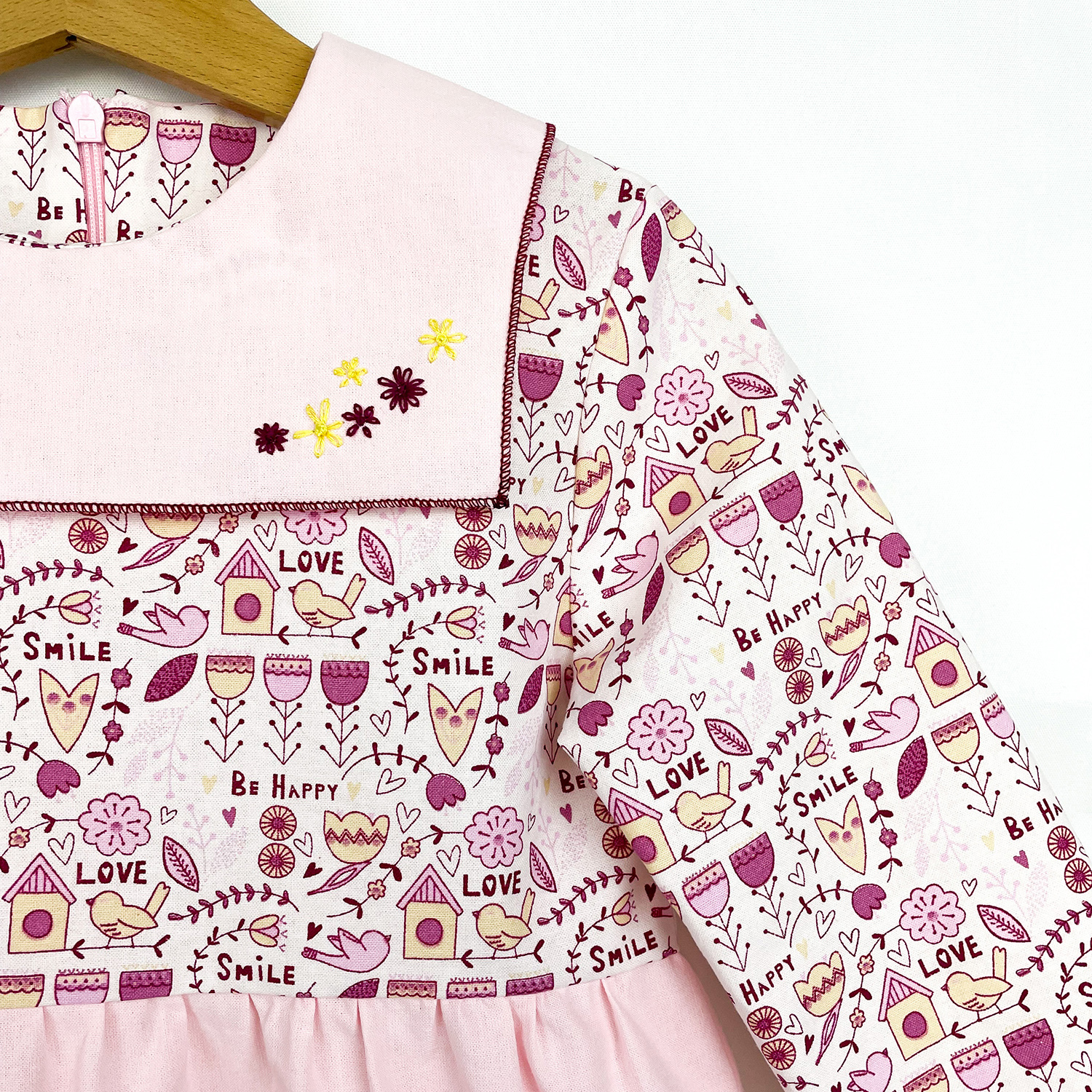 Robe Elena col marin viscose rose cintrée, patron couture enfant
