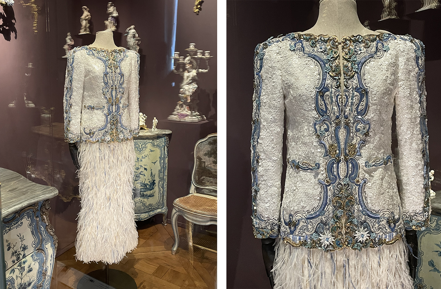 Veste Karl Lagerfeld pour Chanel 2019 entièrement brodée de sequins et de perles par la maison Lesage, Louvre Couture
